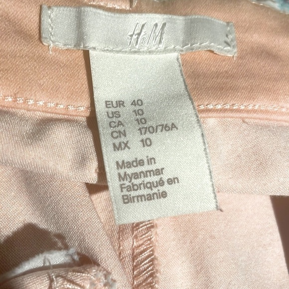 H&M Peach Stretch Pants With Side Zipper And Belt Loops Size 10 - Picture 4 of 4
